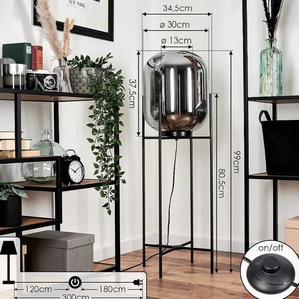 Lampadaire Manzano Noir, 1 Lumiere