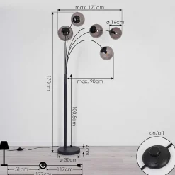 Lampadaire Mesas Anthracite, 5 Lumieres