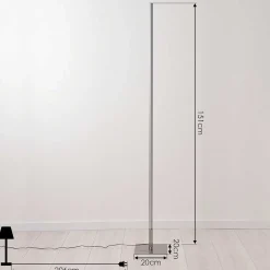 Lampadaire Minacar Led Nickel Mat, 1 Lumiere, Telecommandes, Changeur De Couleurs