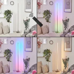 Lampadaire Minacar Led Nickel Mat, 1 Lumiere, Telecommandes, Changeur De Couleurs