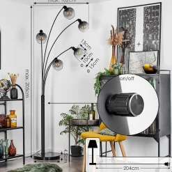 Lampadaire Nikkala Noir, 5 Lumieres