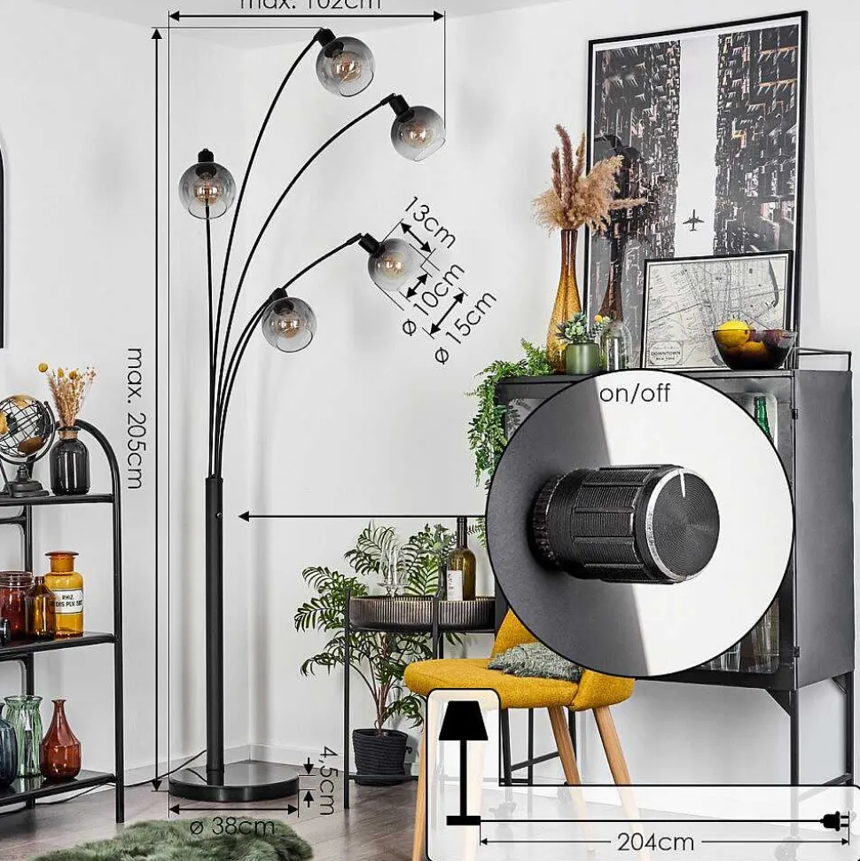 Lampadaire Nikkala Noir, 5 Lumieres