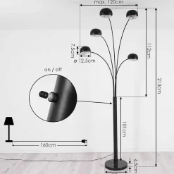 Lampadaire Nikkala Noir, 5 Lumieres