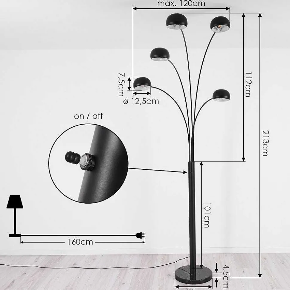 Lampadaire Nikkala Noir, 5 Lumieres