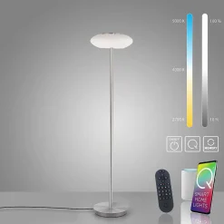 Lampadaire Paul Neuhaus Q-Etienne Led Acier Brosse, 1 Lumiere, Telecommandes