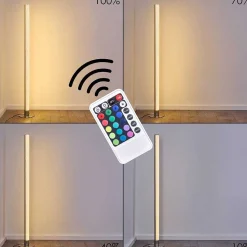 Lampadaire Pipe Led Nickel Mat, 1 Lumiere, Telecommandes, Changeur De Couleurs