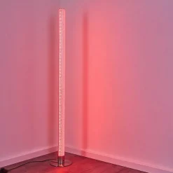 Lampadaire Pipe Led Nickel Mat, 1 Lumiere, Telecommandes, Changeur De Couleurs