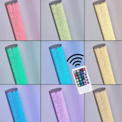 Lampadaire Pipe Led Nickel Mat, 1 Lumiere, Telecommandes, Changeur De Couleurs