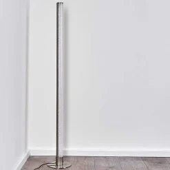 Lampadaire Pipe Led Nickel Mat, 1 Lumiere, Telecommandes, Changeur De Couleurs