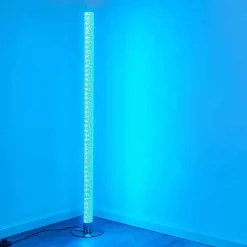 Lampadaire Pipe Led Nickel Mat, 1 Lumiere, Telecommandes, Changeur De Couleurs