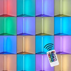 Lampadaire Pipe Led Nickel Mat, 1 Lumiere, Telecommandes, Changeur De Couleurs