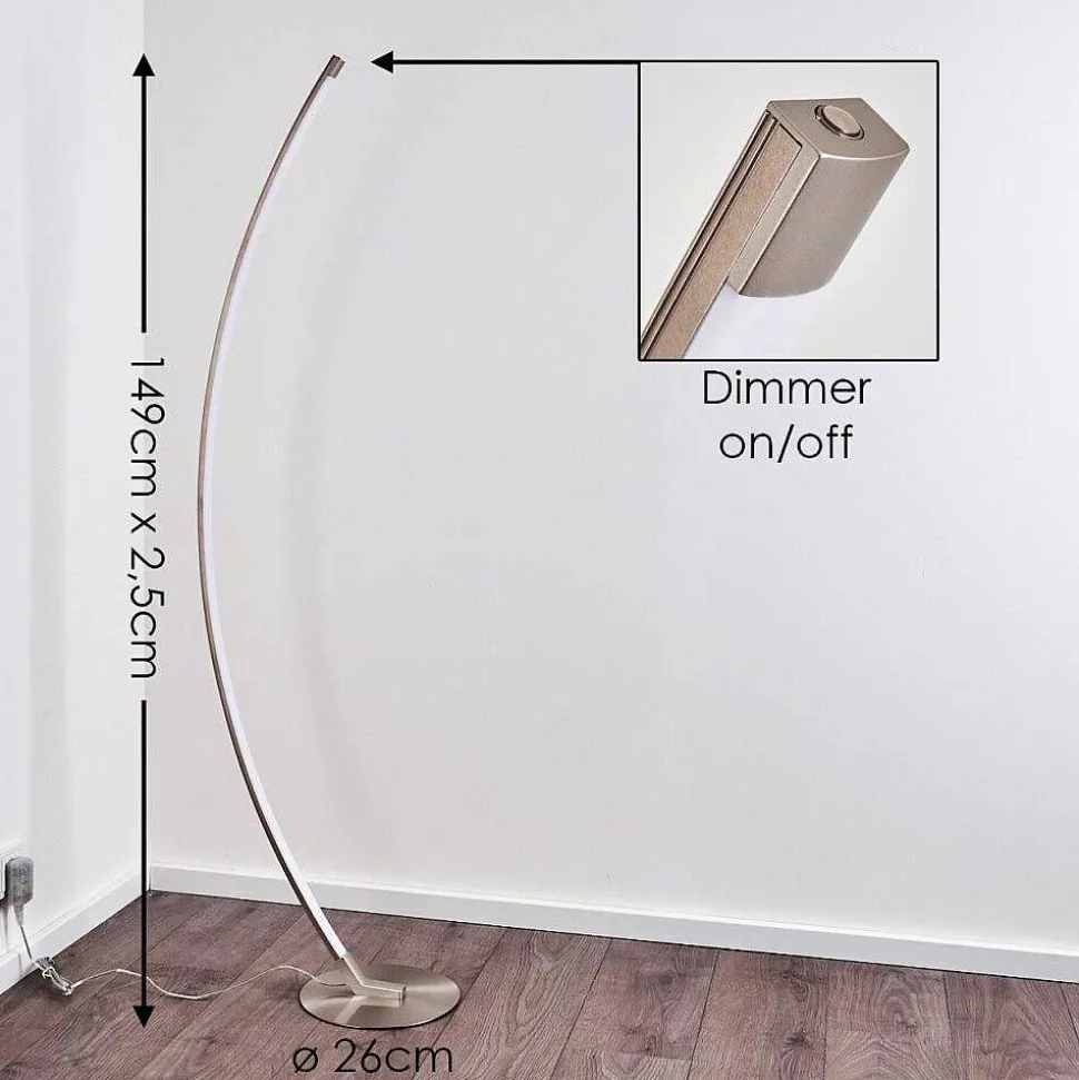 Lampadaire Playa Led Nickel Mat, 1 Lumiere