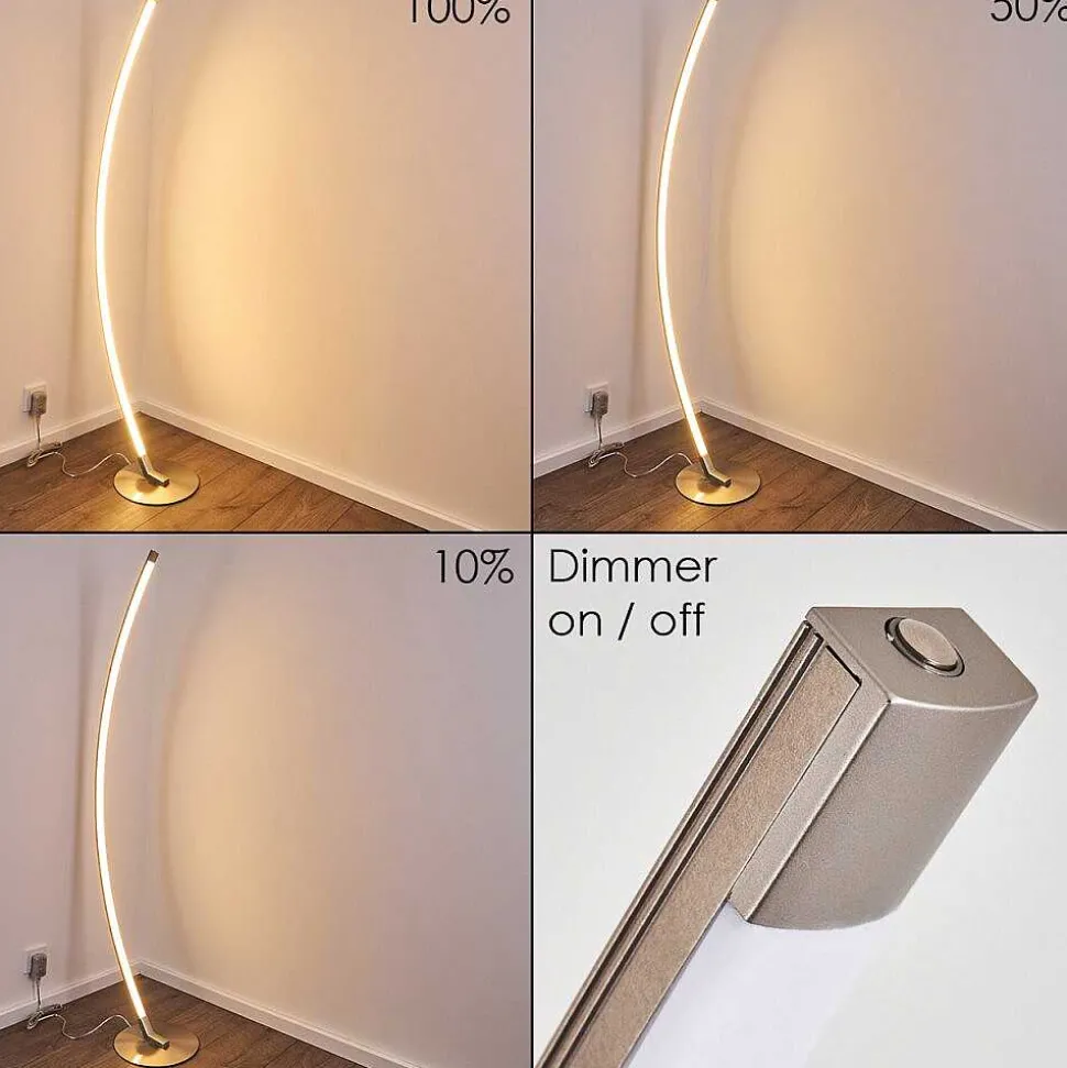 Lampadaire Playa Led Nickel Mat, 1 Lumiere