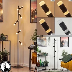 Lampadaire Pousseline Led Noir, 1 Lumiere