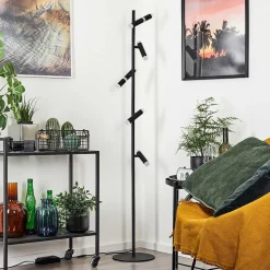 Lampadaire Pousseline Led Noir, 1 Lumiere