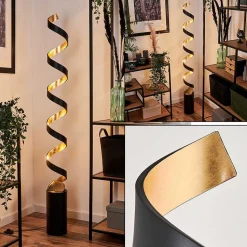 Lampadaire Rezat Led Noir Dore, 1 Lumiere