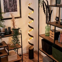 Lampadaire Rezat Led Noir Dore, 1 Lumiere