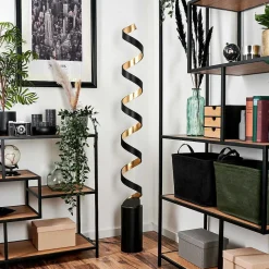 Lampadaire Rezat Led Noir Dore, 1 Lumiere