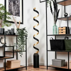 Lampadaire Rezat Led Noir Dore, 1 Lumiere