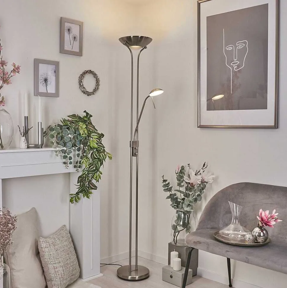 Lampadaire Rom Led Nickel Mat, 2 Lumieres