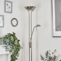 Lampadaire Rom Led Nickel Mat, 2 Lumieres