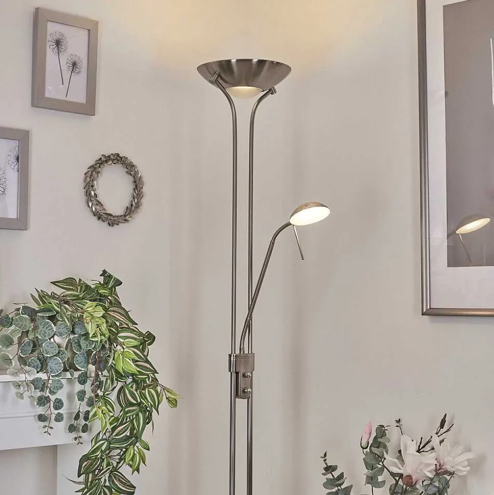 Lampadaire Rom Led Nickel Mat, 2 Lumieres