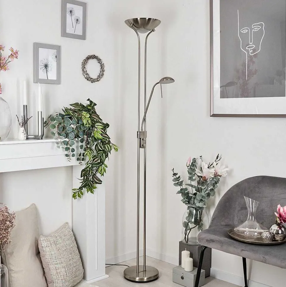 Lampadaire Rom Led Nickel Mat, 2 Lumieres