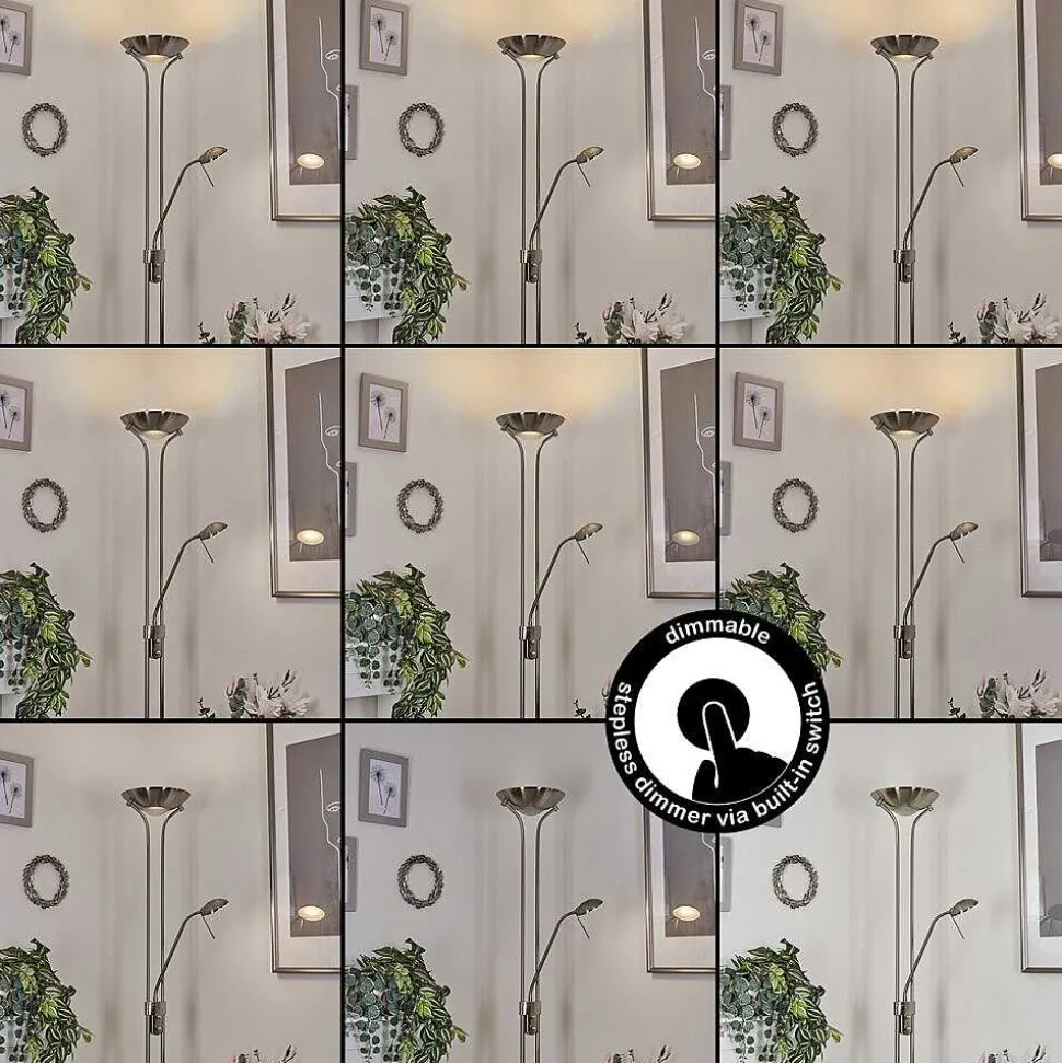 Lampadaire Rom Led Nickel Mat, 2 Lumieres