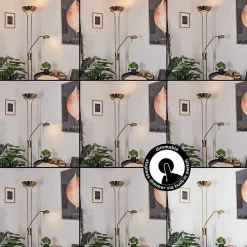 Lampadaire Rom Led Vieux Laiton, 2 Lumieres