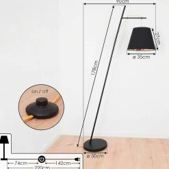 Lampadaire Saillon Noir, 1 Lumiere