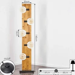 Lampadaire Santorum Argent Oxyde, Ecru, 5 Lumieres