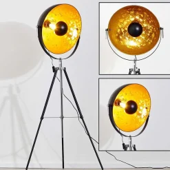 Lampadaire Saturn Chrome, Noir, 1 Lumiere