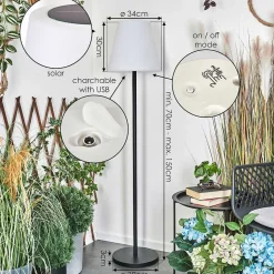 Lampadaire Solaire D'Exterieur Fisao Led Noir, 41 Lumieres, Telecommandes