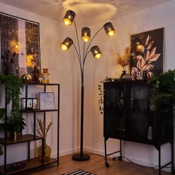 Lampadaire Tallaboa Noir, 5 Lumieres