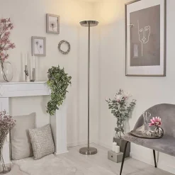 Lampadaire Theron Led Nickel Mat, 1 Lumiere, Telecommandes