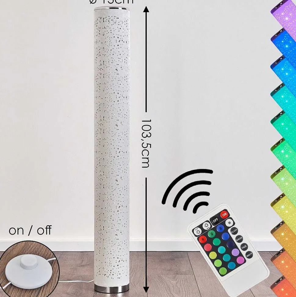 Lampadaire Tumba Led Blanc, 1 Lumiere, Telecommandes, Changeur De Couleurs