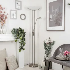 Lampadaire Urama Nickel Mat, 2 Lumieres