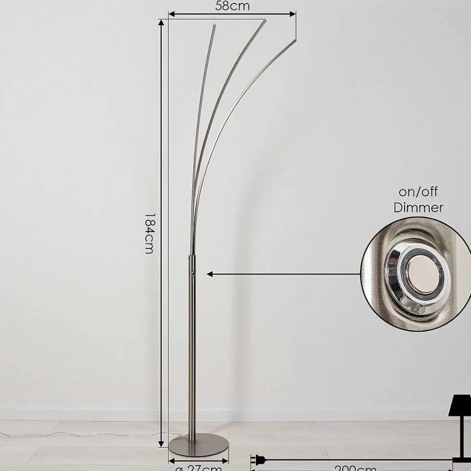 Lampadaire Uttorp Led Nickel Mat, 3 Lumieres