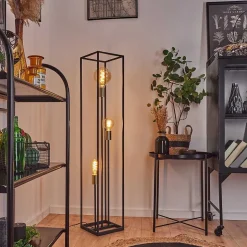 Lampadaire Woden Laiton, Noir, 3 Lumieres