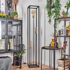 Lampadaire Woden Laiton, Noir, 3 Lumieres