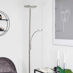 Lampadaire Wonsbek Led Nickel Mat, 2 Lumieres