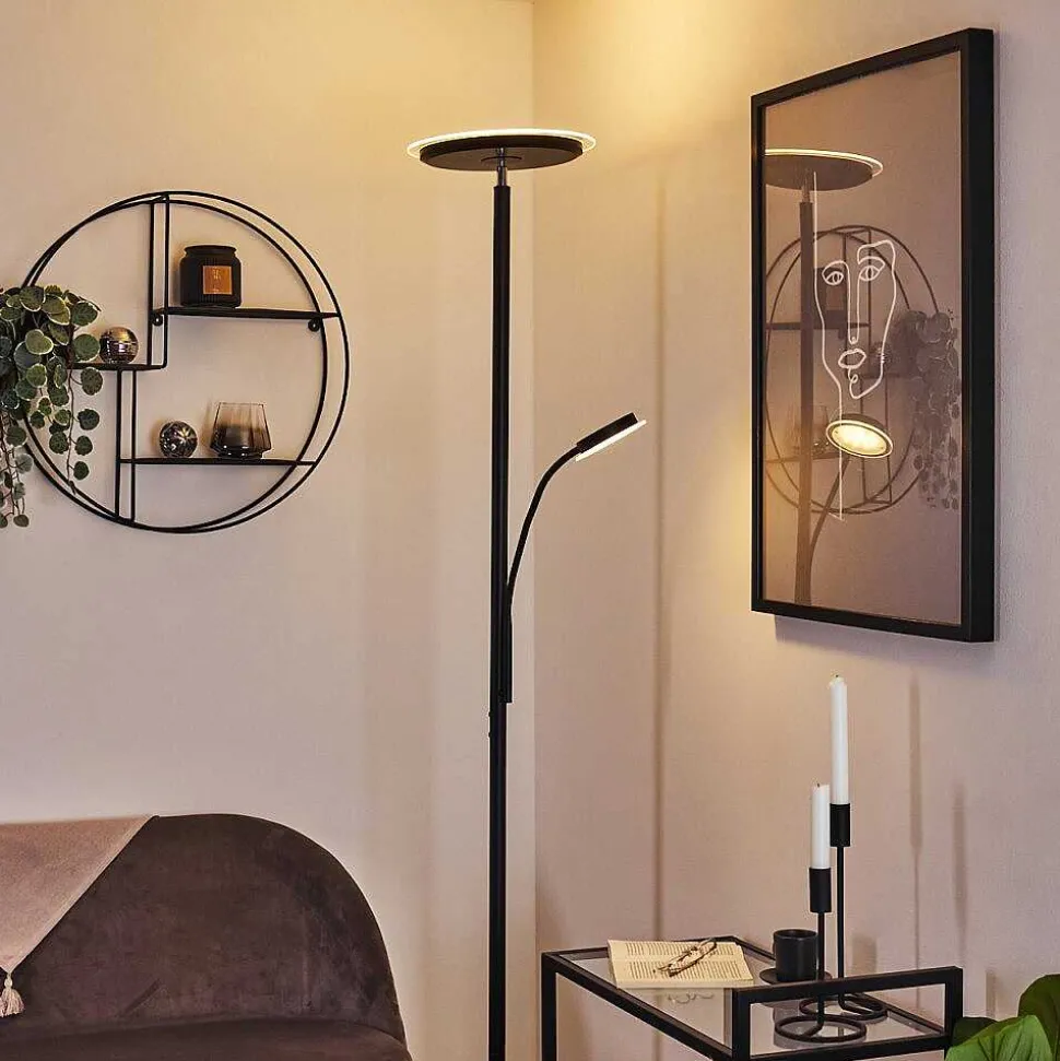 Lampadaire Wonsbek Led Noir, 2 Lumieres