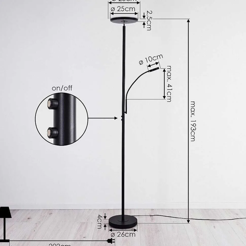 Lampadaire Wonsbek Led Noir, 2 Lumieres