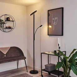 Lampadaire Wonsbek Led Noir, 2 Lumieres