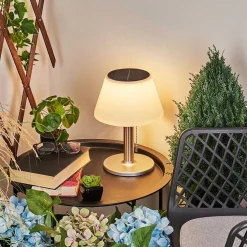 Lampe A Poser Alcudia Solar Led Nickel Mat, 10 Lumieres