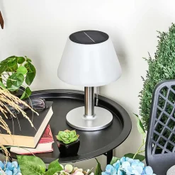 Lampe A Poser Alcudia Solar Led Nickel Mat, 10 Lumieres