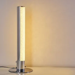 Lampe A Poser Flaut Led Chrome, 1 Lumiere, Telecommandes, Changeur De Couleurs