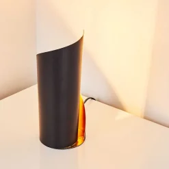 Lampe A Poser Yahuma Noir Dore, 1 Lumiere