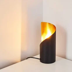 Lampe A Poser Yahuma Noir Dore, 1 Lumiere