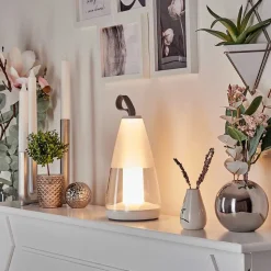 Lampe A Poser Yari Led Gris, Transparent, Blanc, 1 Lumiere, Telecommandes, Changeur De Couleurs